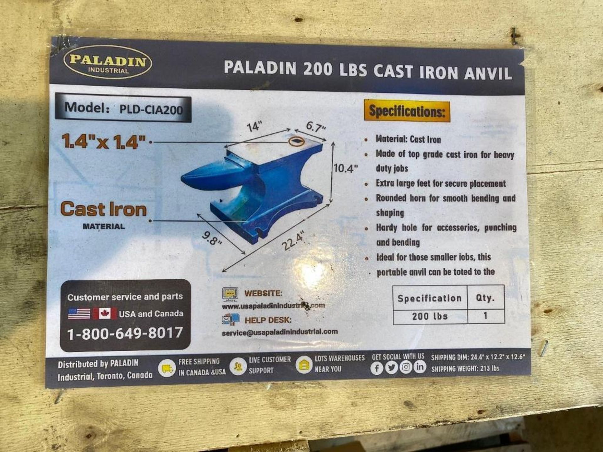 New Paladin 200lb Cast Iron Anvil Model PLD-CIA200 - Image 2 of 2