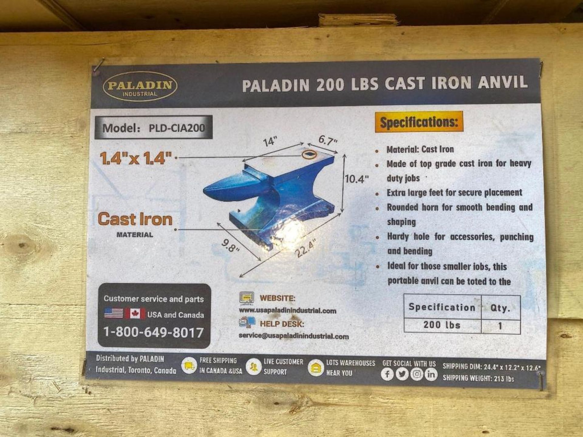 New Paladin 200lb Cast Iron Anvil Model PLD-CIA200 - Image 2 of 2