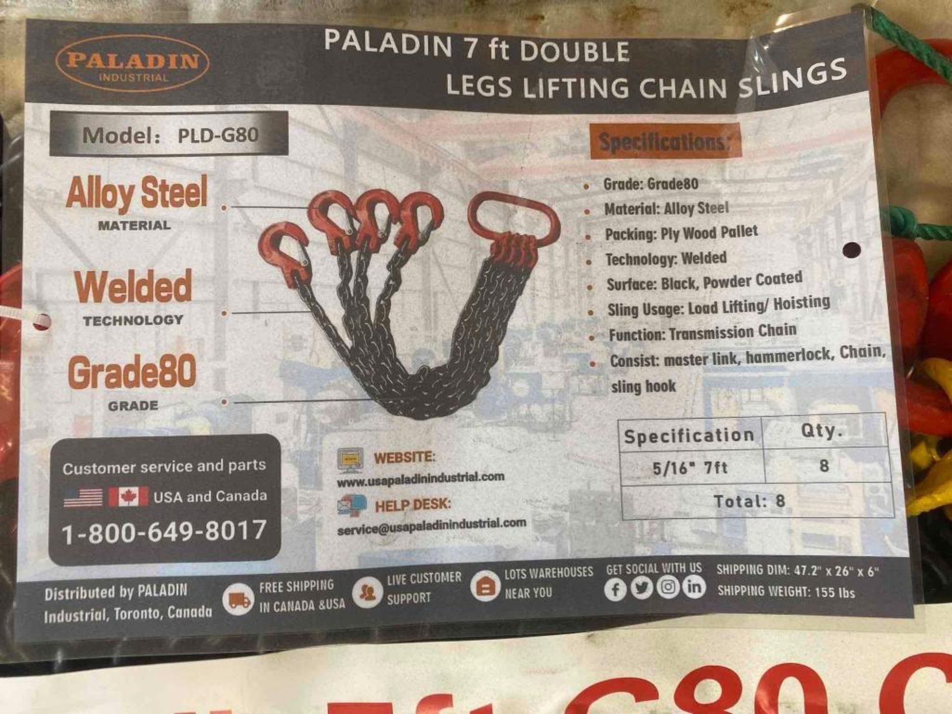 (8) New Paladin 7ft Double Leg Chains Slings - Image 2 of 2
