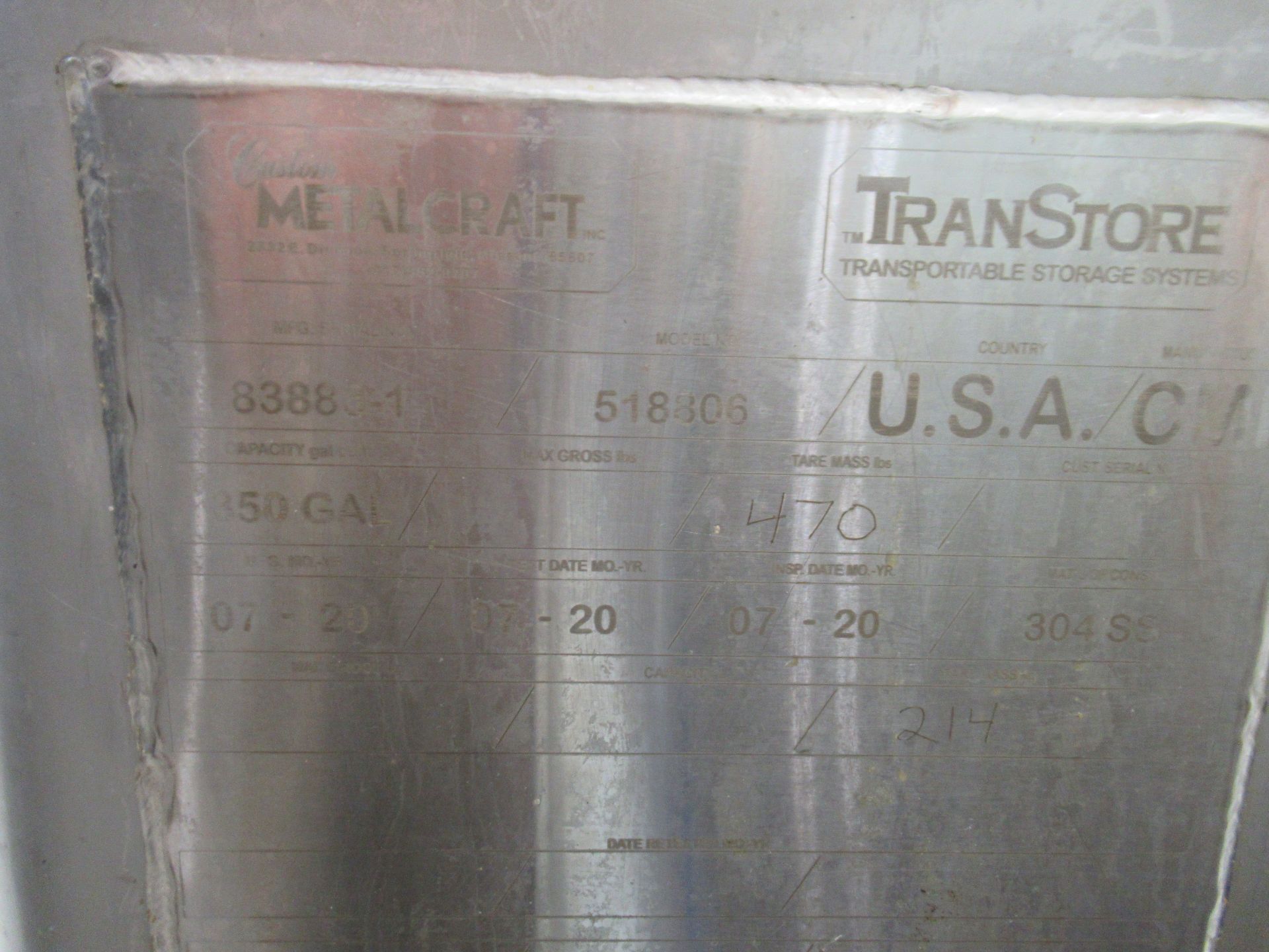 Stainless Transtor Tank - Image 2 of 2