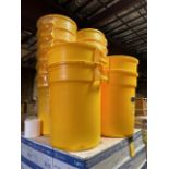 (16) Rubbermaid 32 Gallon Yellow Garbage Can (No Tops)