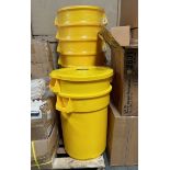 (8) Rubbermaid 32 Gallon Yellow Garbage Cans with Yellow Top