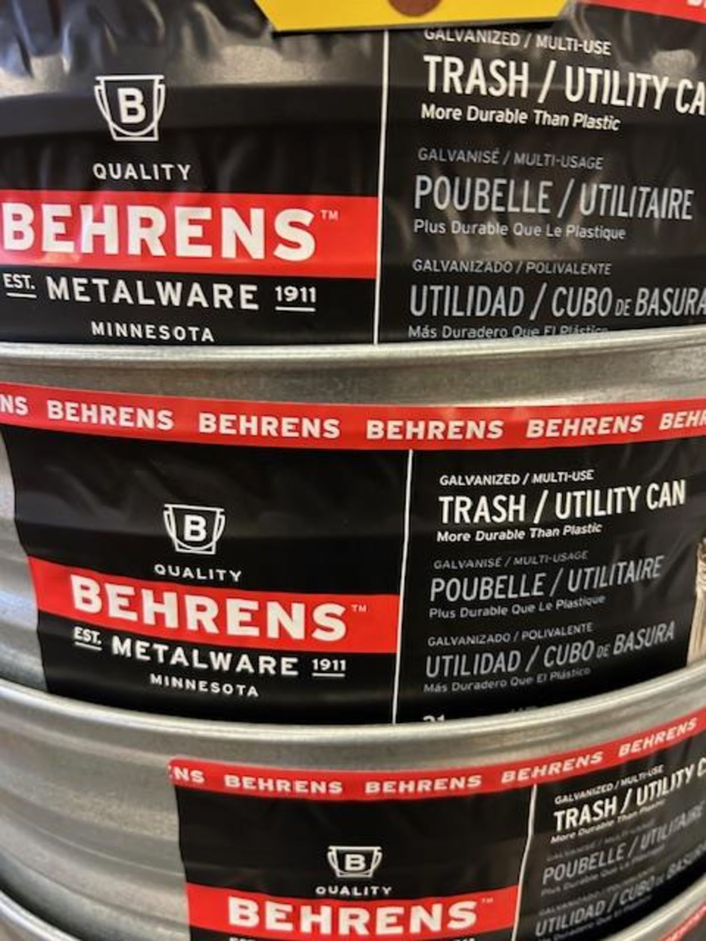 (30)-#1270 Behrens 31 Gallon Galvanized Steel Garbage Can with Cover - Image 2 of 3