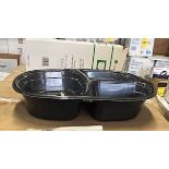 (5) Cases - Genpak #55027-8B Black Plastic 3-Compartment Tray (Pack 250)