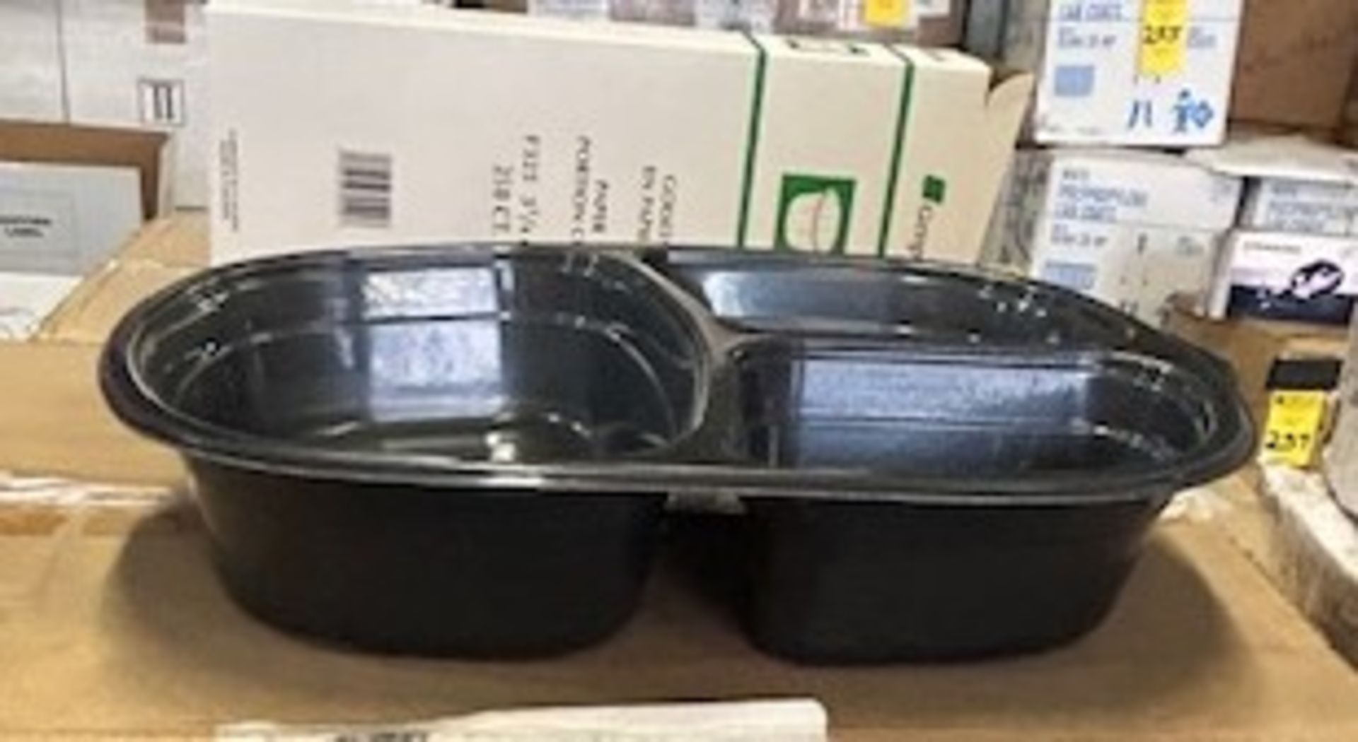 (5) Cases - Genpak #55027-8B Black Plastic 3-Compartment Tray (Pack 250)