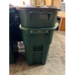 (2) Rubbermaid #1829411 50 Gallon Rolling Garbage Can with Lid