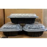 LOT - 6cs Pactiv YCNB9X62400 24oz black pl tray & 6cs YCNV9X6PPDL lid (1800 Sets Total)