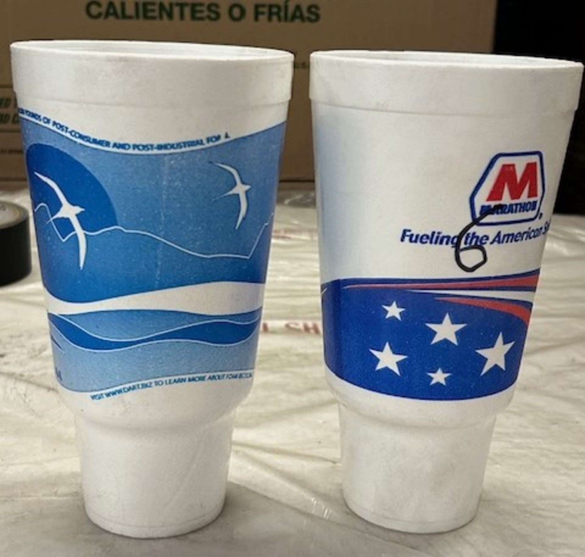 (6) Cases - Dart 44 Oz. Foam Cup Printed and Stock (Pack 300)