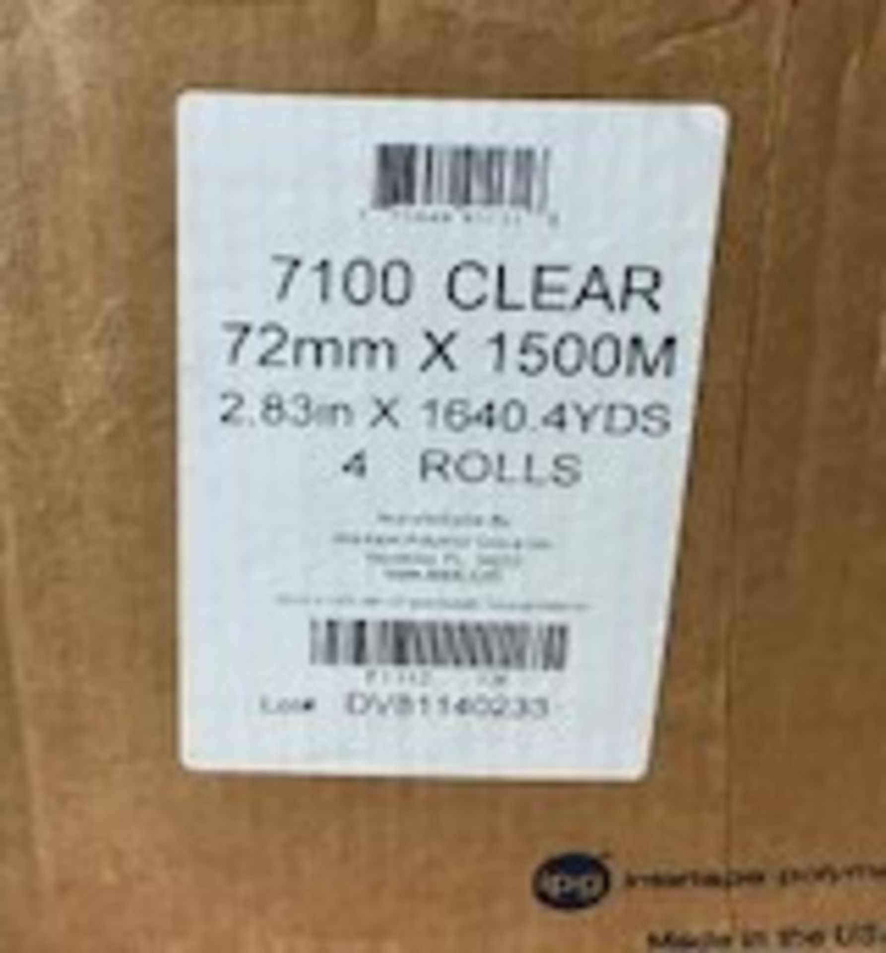 (36) Rolls - Intertape #7100 Clear 72mm x 1500M (2.83" x 1640YD) Box Sealing Tape - Image 3 of 3