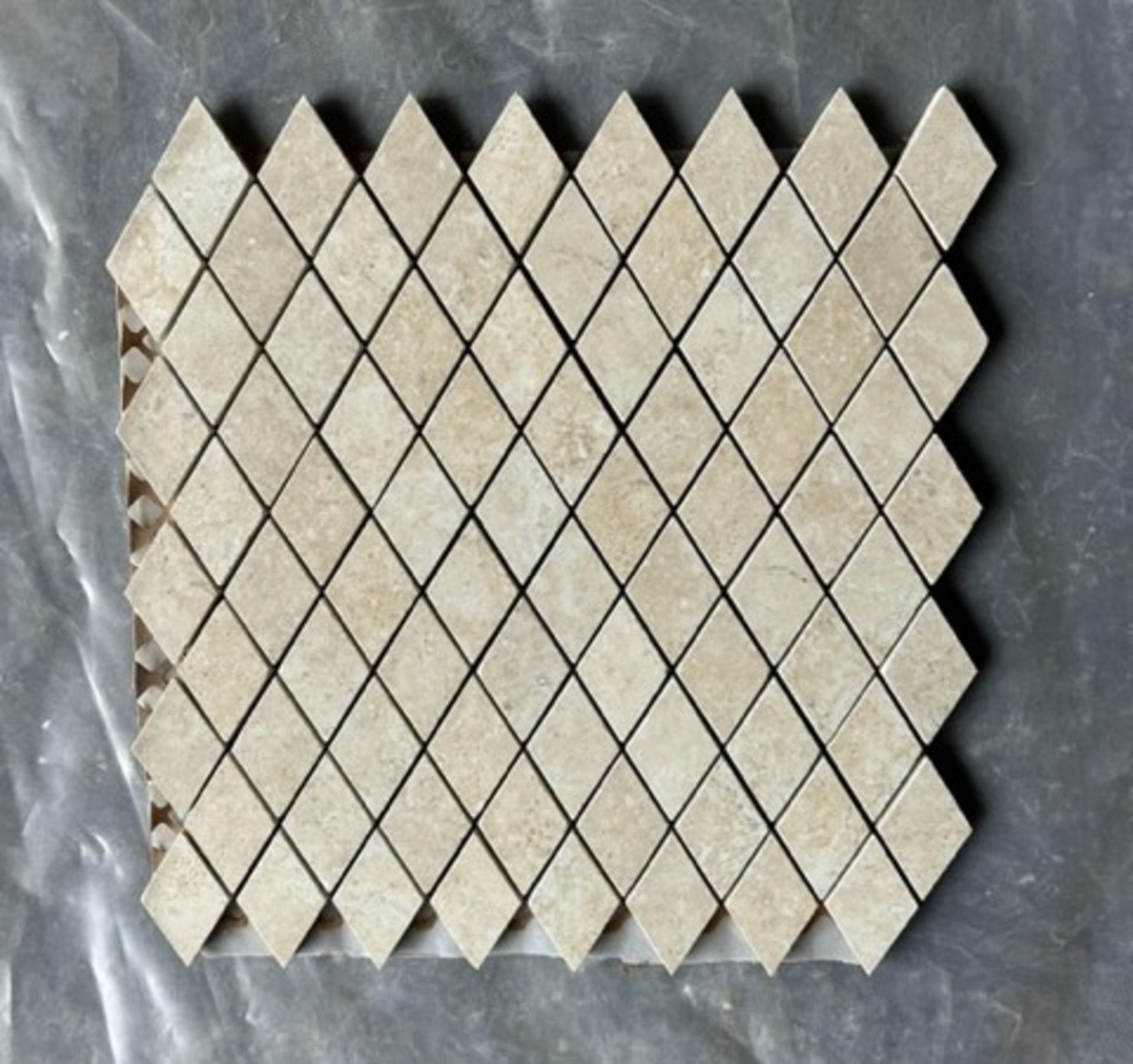 (150) Square Feet, Sabbia Beige Porcelain Mosaic Diamond Shaped, 2" x 2"