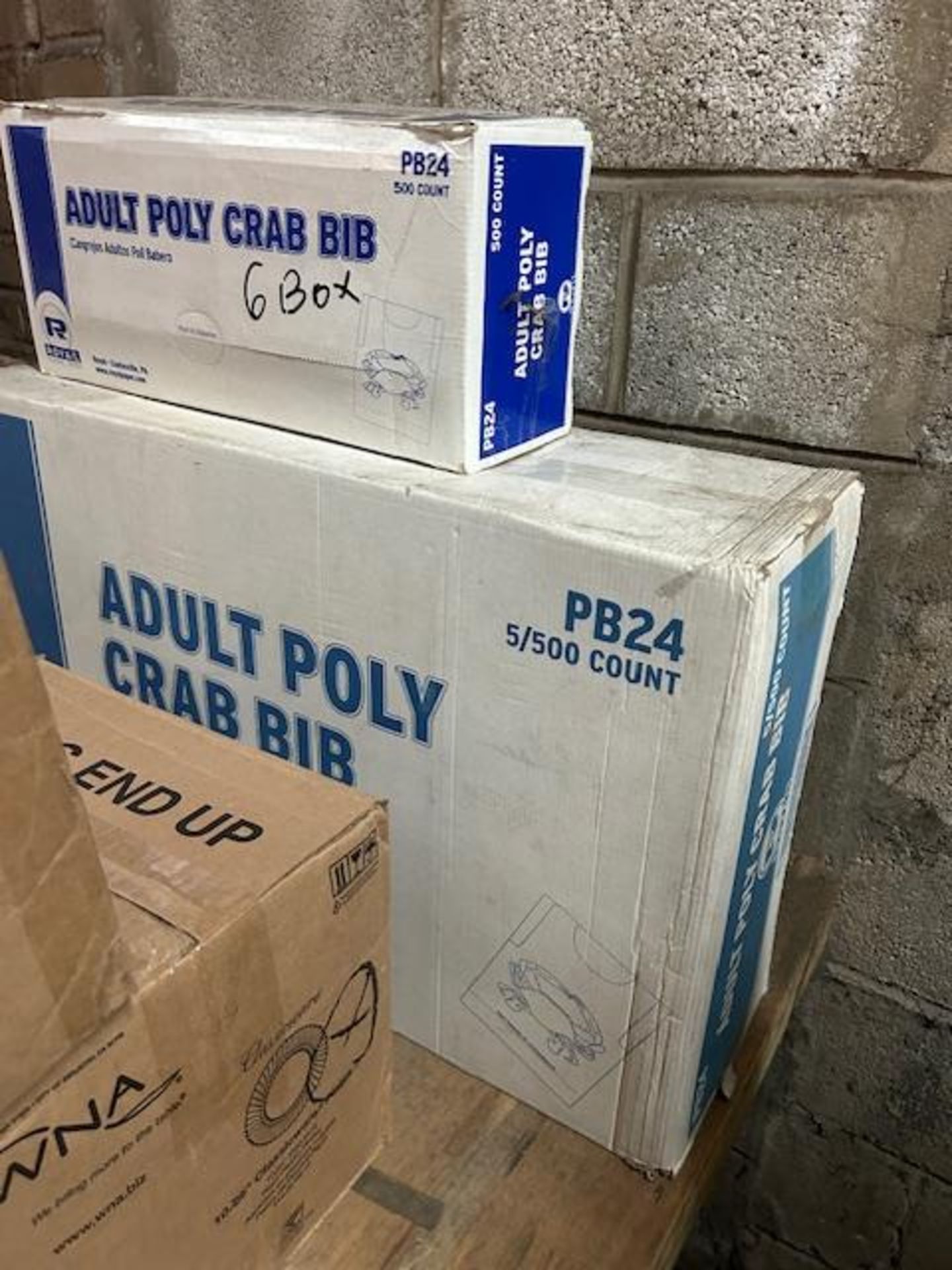 (6) Boxes - PB24 Adult Poly Crab Bib (Pack 500) - Image 2 of 2