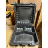 (2) Cases - 9 x 9 x 3 Black Takeout Container (1) 1-Compartment and (1) 3-Compartment (Pack 150)