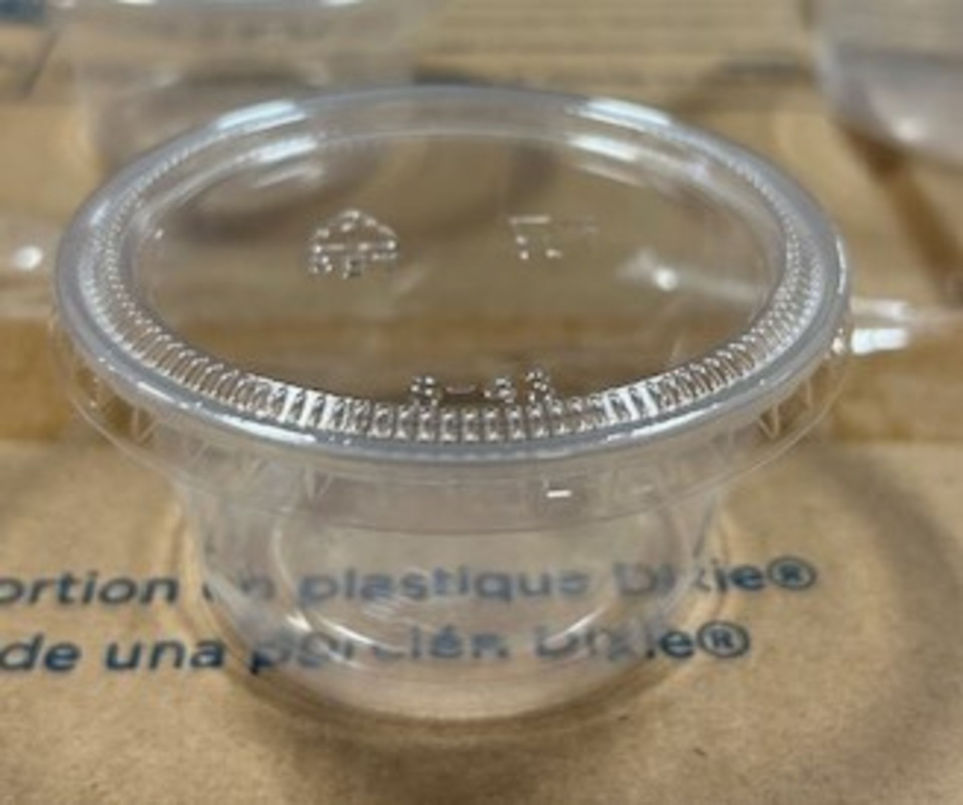 LOT - (9600) Sets of 3-1/4 Oz. Clear Plastic Souffle Cup and Lid
