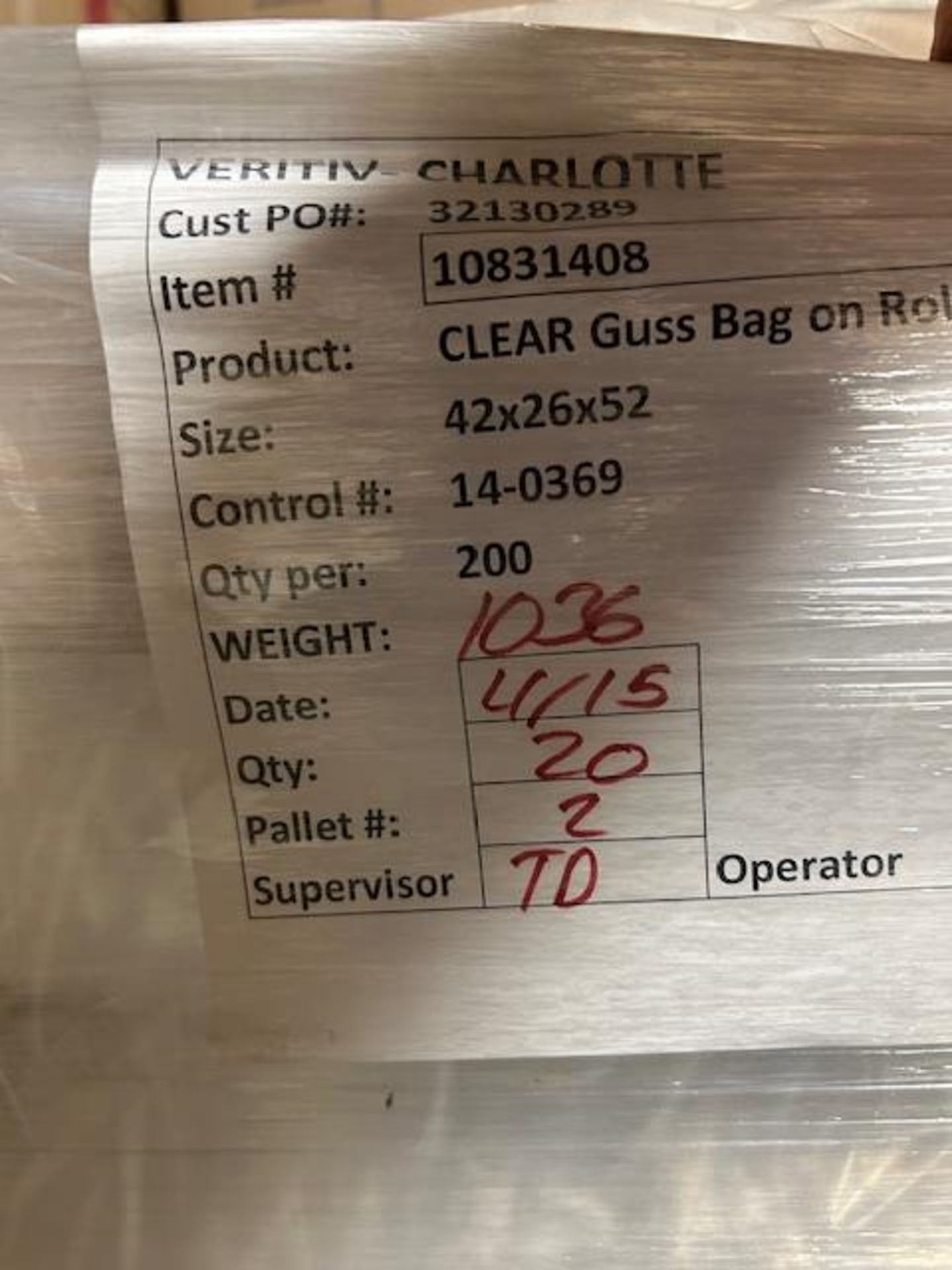 (20) Rolls - 42 x 26 x 52 1 Mil Clear Bags on Roll (Pack 200 Bags/Roll)