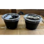 LOT - (9600) Sets of 4 Oz. Black Plastic Souffle Cup and Lid