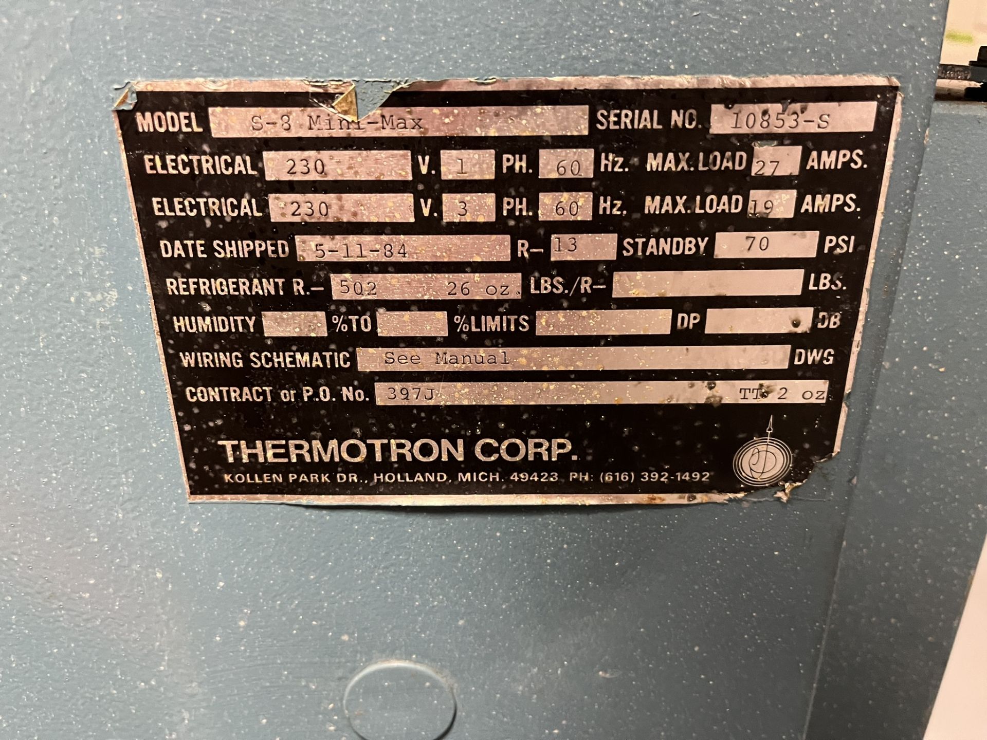 THERMOTRON S-8 MINI-MAX TEMPERATURE CHAMBER SERIAL # 10853-S (ZONES A&B1) - Image 7 of 8