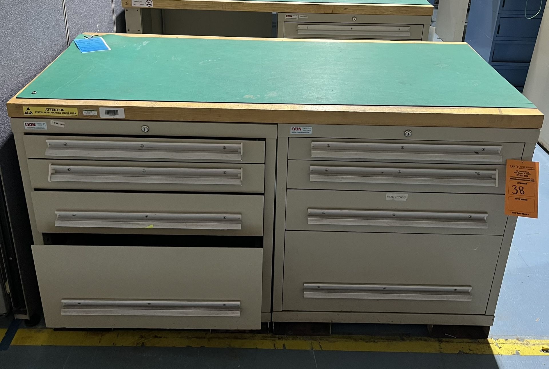 (2) 4 DRAWER LYON CABINETS WITH BUTCHER BLOCK TOP (ZONES A&B1)