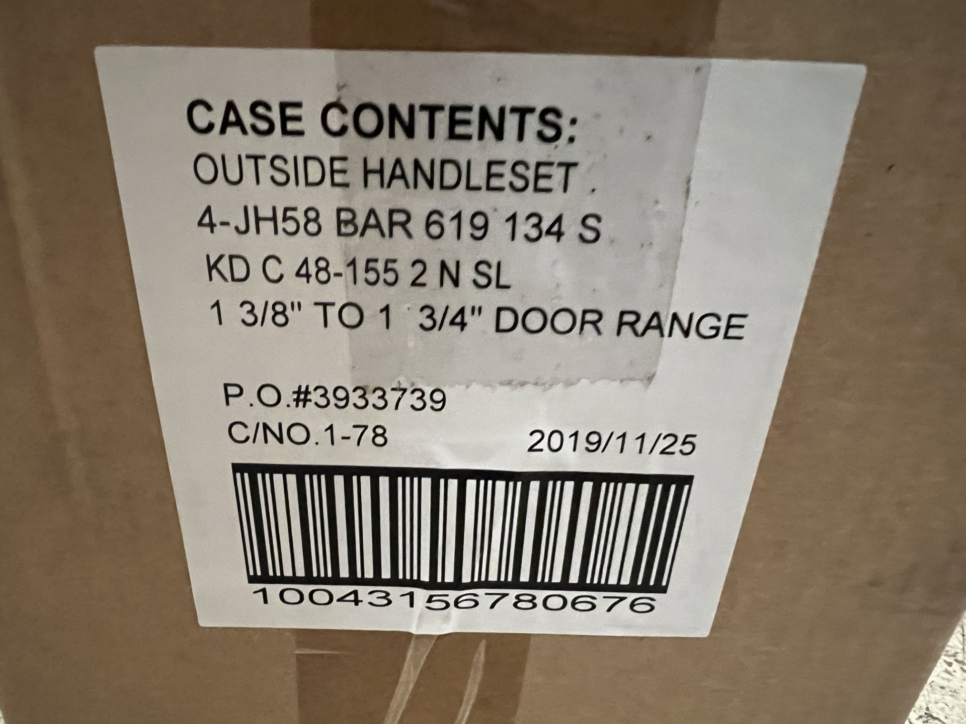 (4) SCHLAGE OUTSIDE HANDLE SETS 1 3/8" TO 1 3/4" DOOR RANGE; 2 3/8" AND 2 3/4" BACKSET - Image 2 of 6