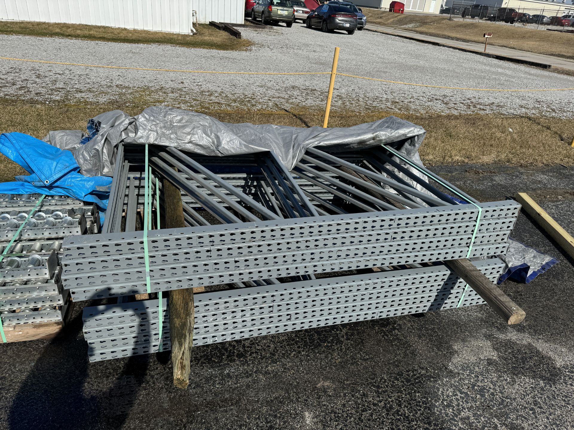 PALLET RACKING: (8) UPRIGHTS: 8' H 66" DEPTH; (24) CROSSBEAMS 78" 5600 LB CAPACITY