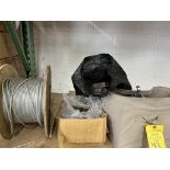 WIRE ROPE COIL; BOX OF MAGNETS AND MISC