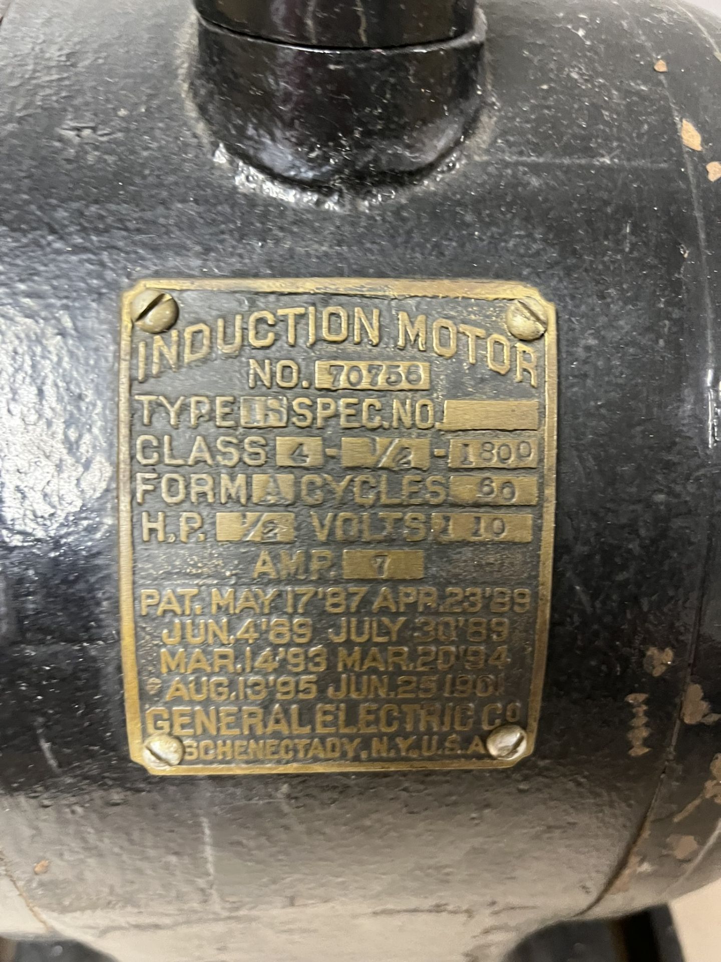 GENERAL ELECTRIC INDUCTION MOTOR TYPE IS; CLASS 4; 1/2 HP; 110 V - Image 2 of 2