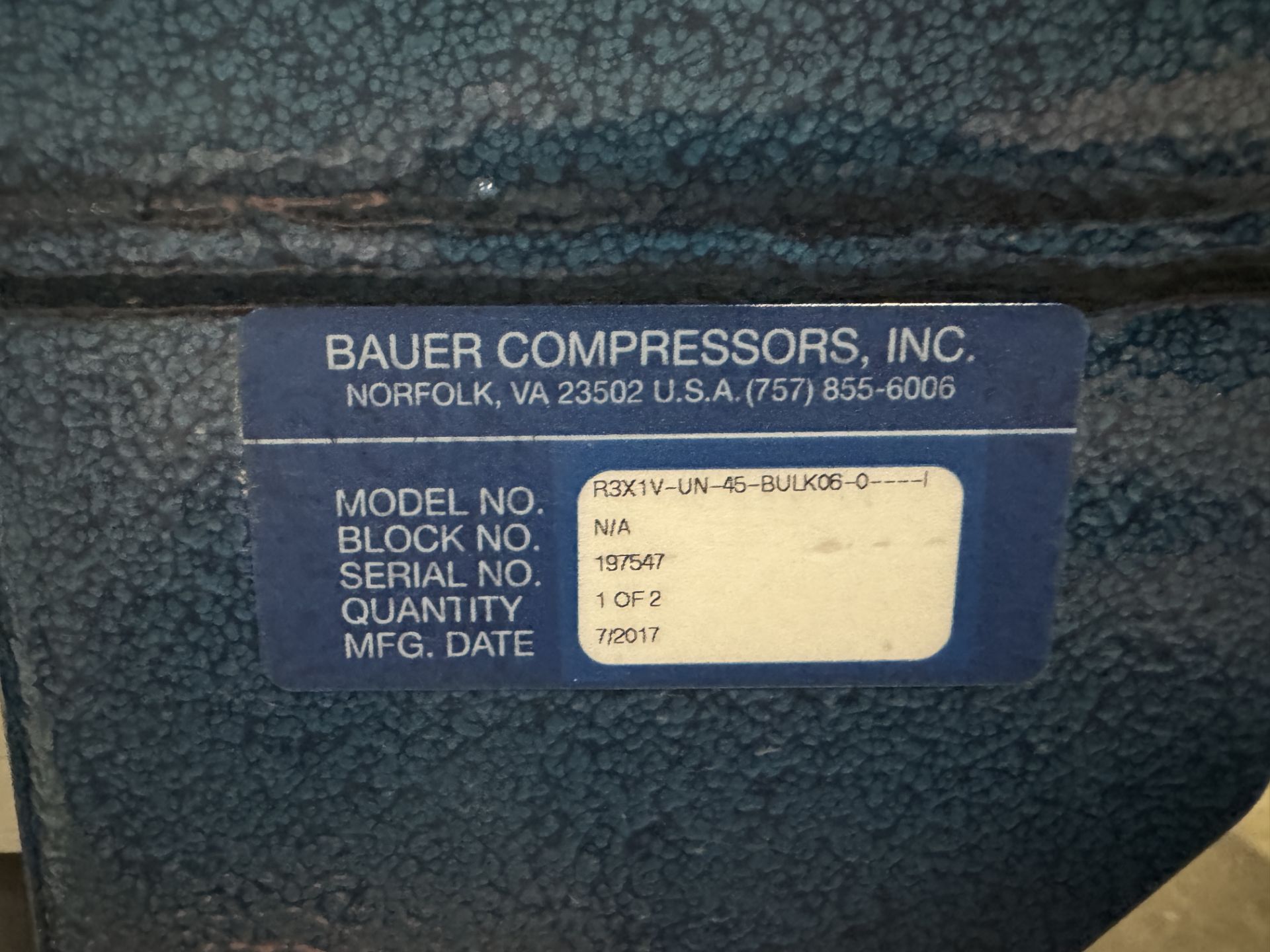 PALLET WITH (6) BAUER HIGH PRESSURE COMPRESSED AIR TANKS MODEL # R3X2V-UN-BULK06-0 SERIAL # - Image 3 of 4