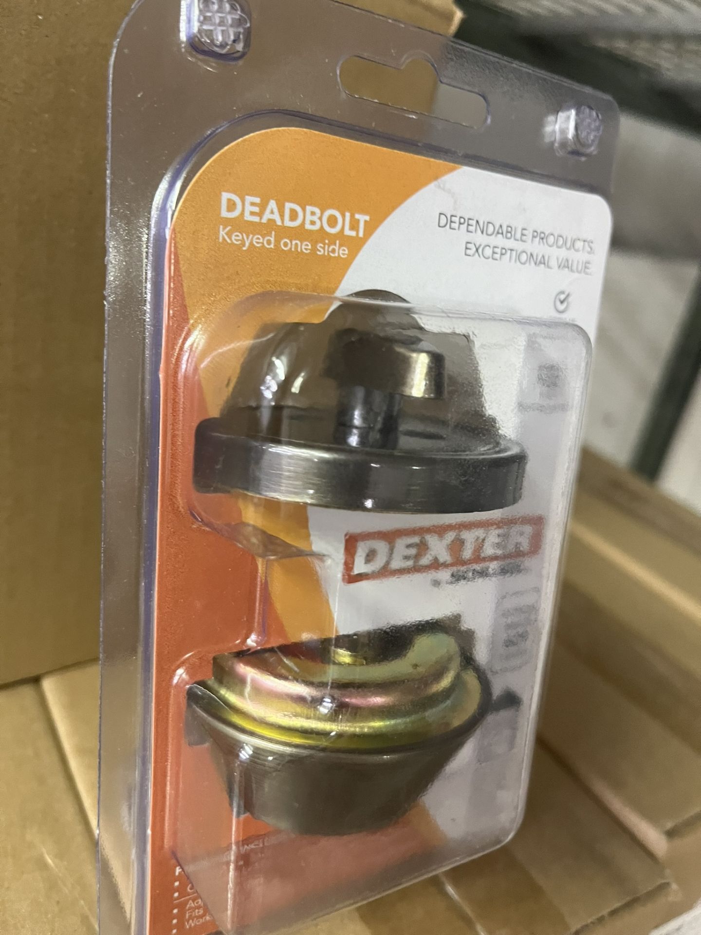 (4) DEXTER SINGLE CYLINDER DEADBOLTS 1 3/8" TO 1 3/4" DOOR RAGE; 2 3/8" TO 2 3/4" BACKSET; ANTIQUE