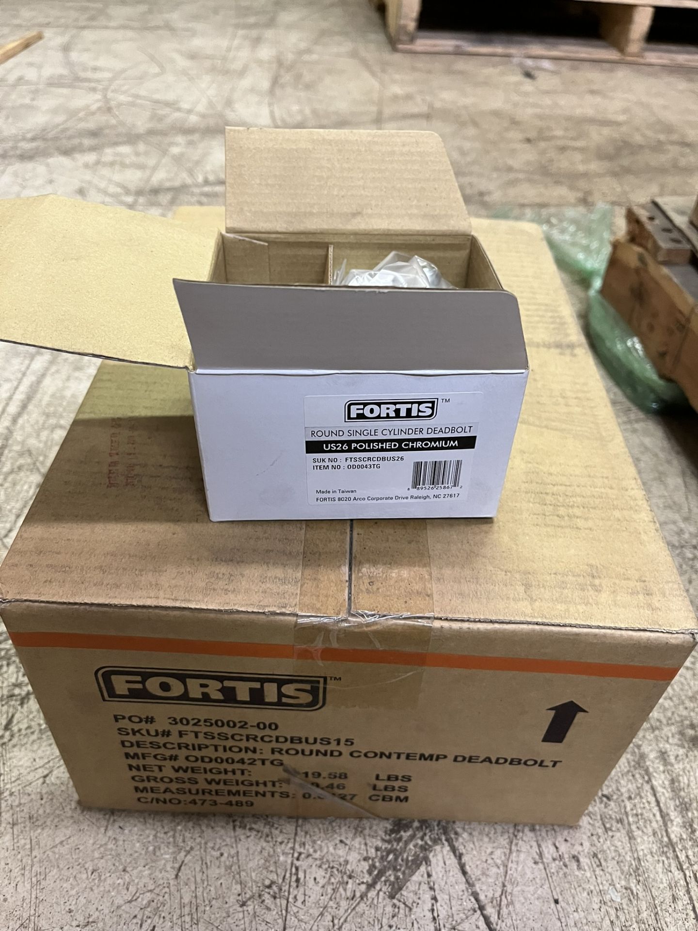 (12) FORTIS ROUND SINGLE CYLINDER DEADBOLTS US26 POLISHED CHROMIUM - Image 2 of 3