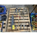 PALLET WITH VICE GRIPS; WRENCHES; POST DRIVER