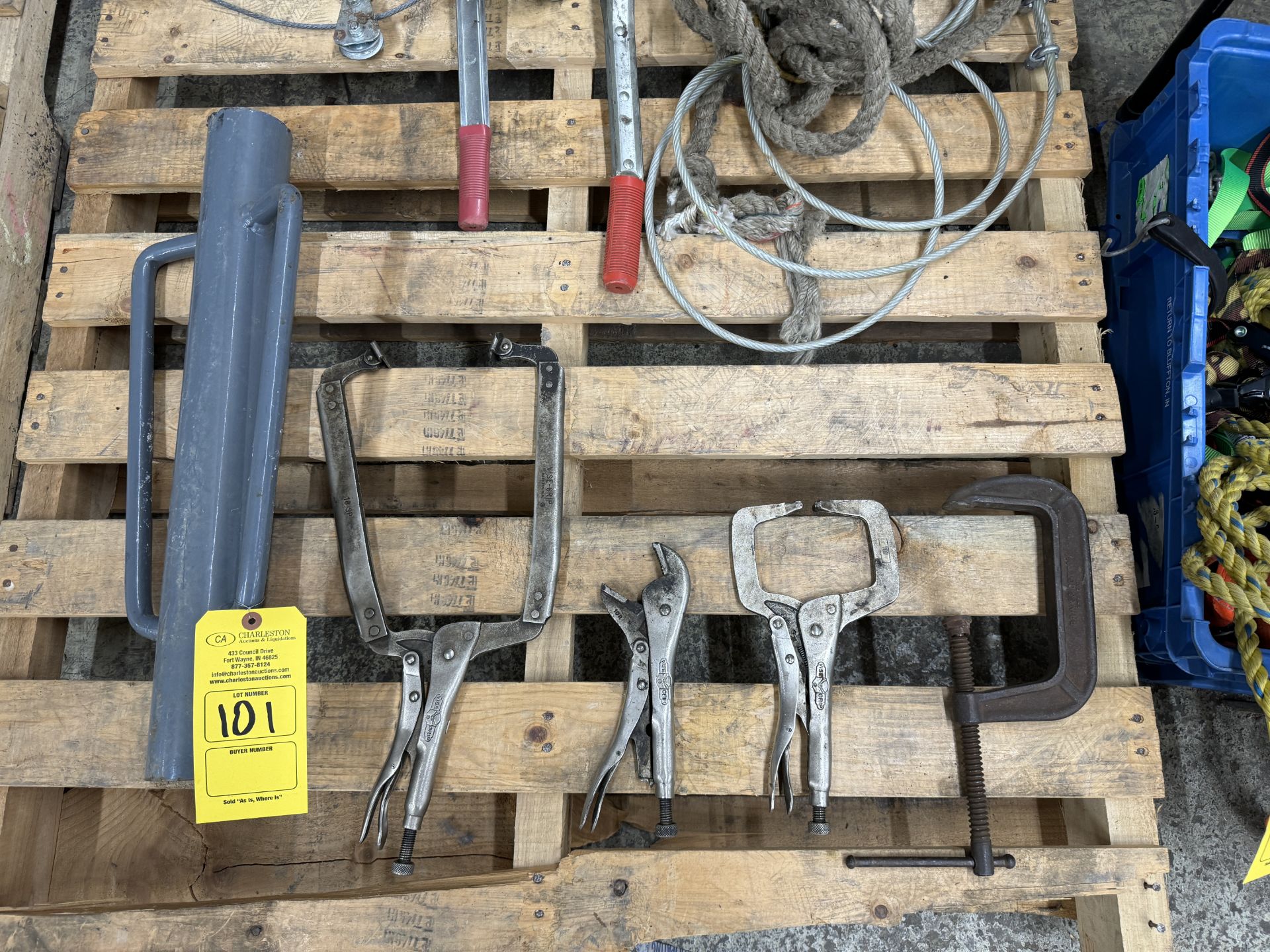 PALLET WITH VICE GRIPS; WRENCHES; POST DRIVER - Image 2 of 3