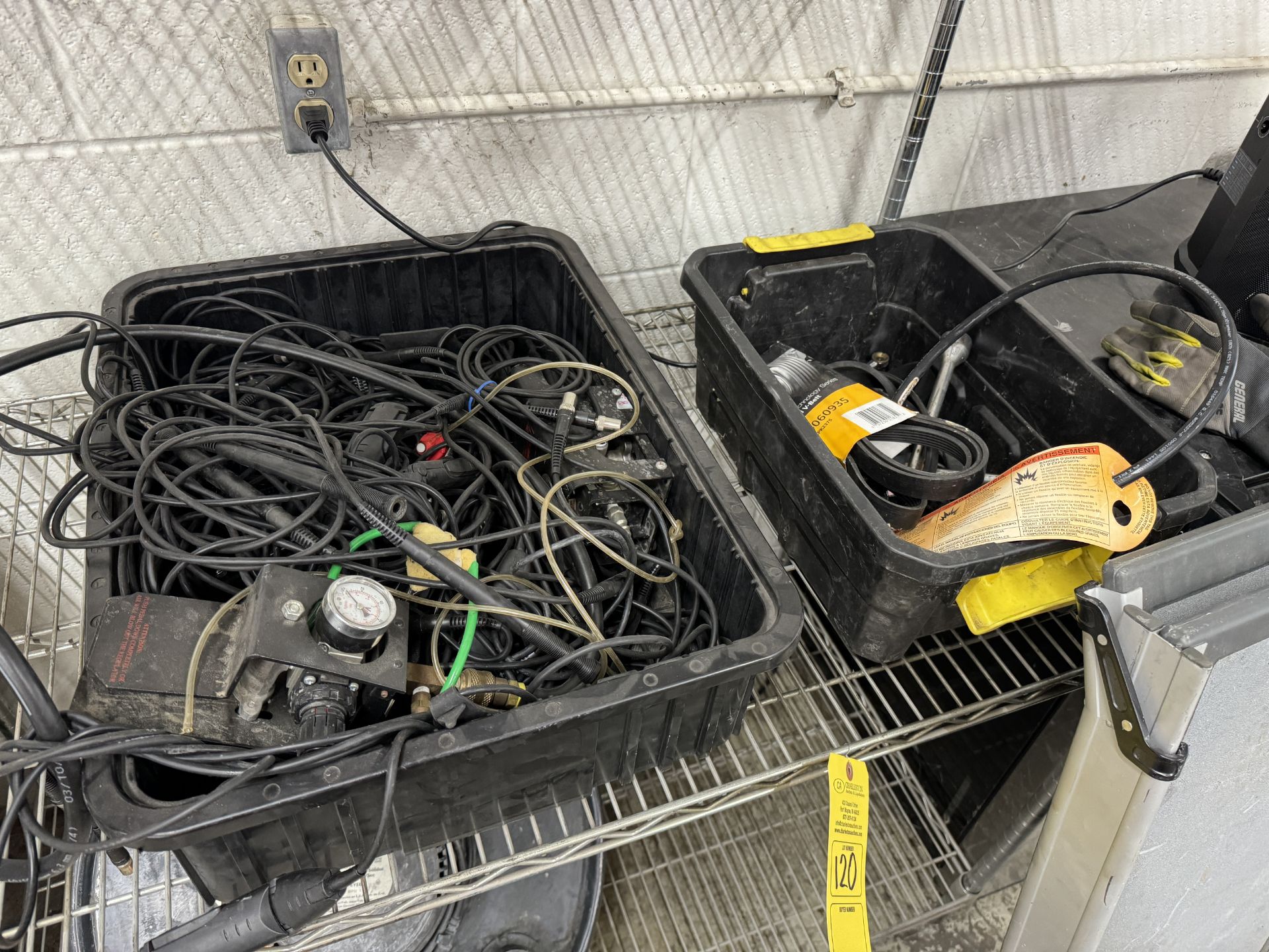 CONTENTS OF RACK: V-BELTS AND MISC WIRE