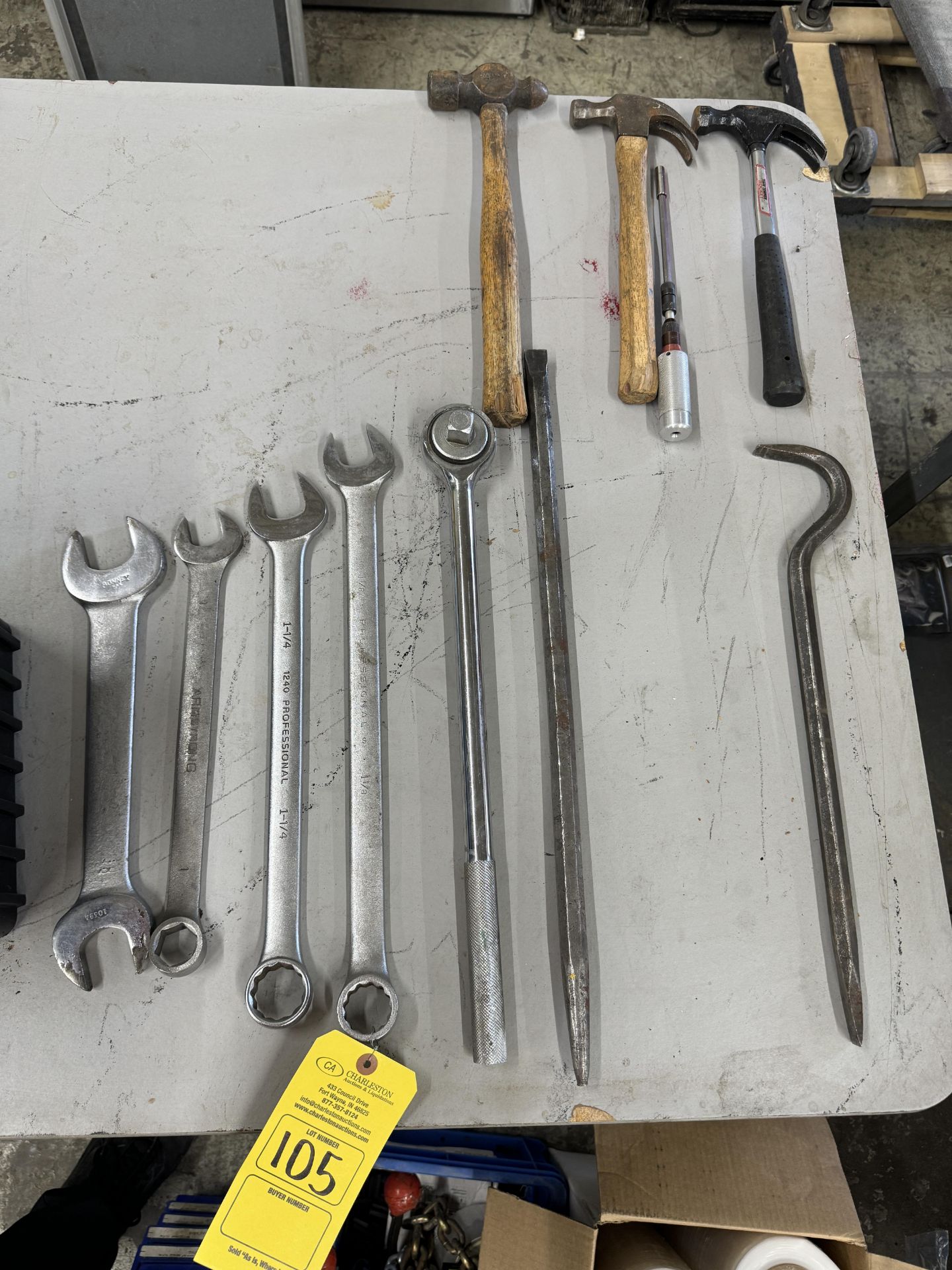 LOT OF VARIOUS WRENCHES AND HAMMERS