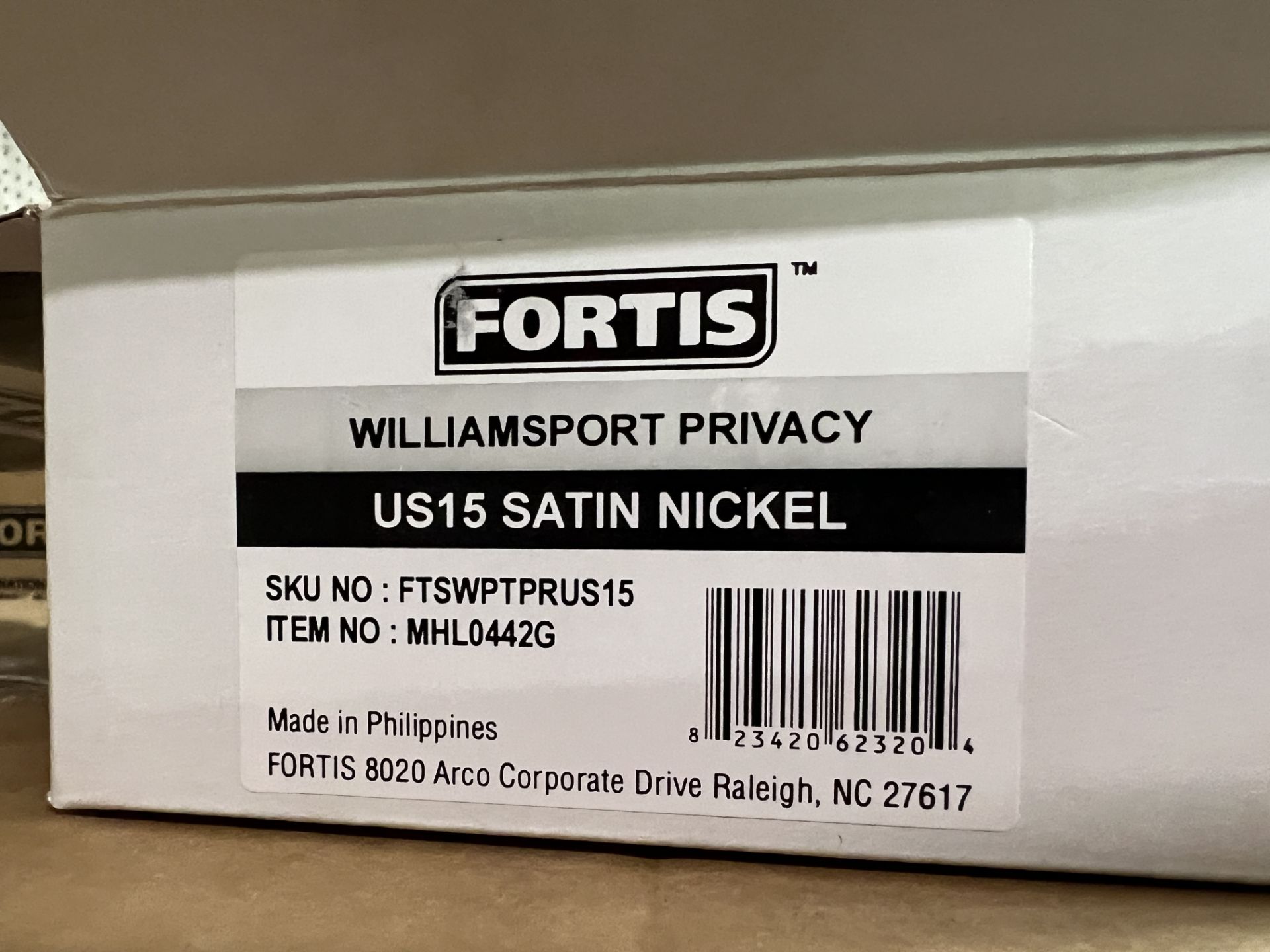 (20) FORTIS WILLIAMSPORT PRIVACY US15 SATIN NICKEL - Image 2 of 3