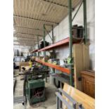 (5) SECTIONS OF PALLET RACKING WITH WOOD DECK: (6) 13.5' H X 2.5' DEPTH UPRIGHTS; (20) 10'