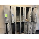 ROW OF LOCKERS; DESK; CHAIR; STAND