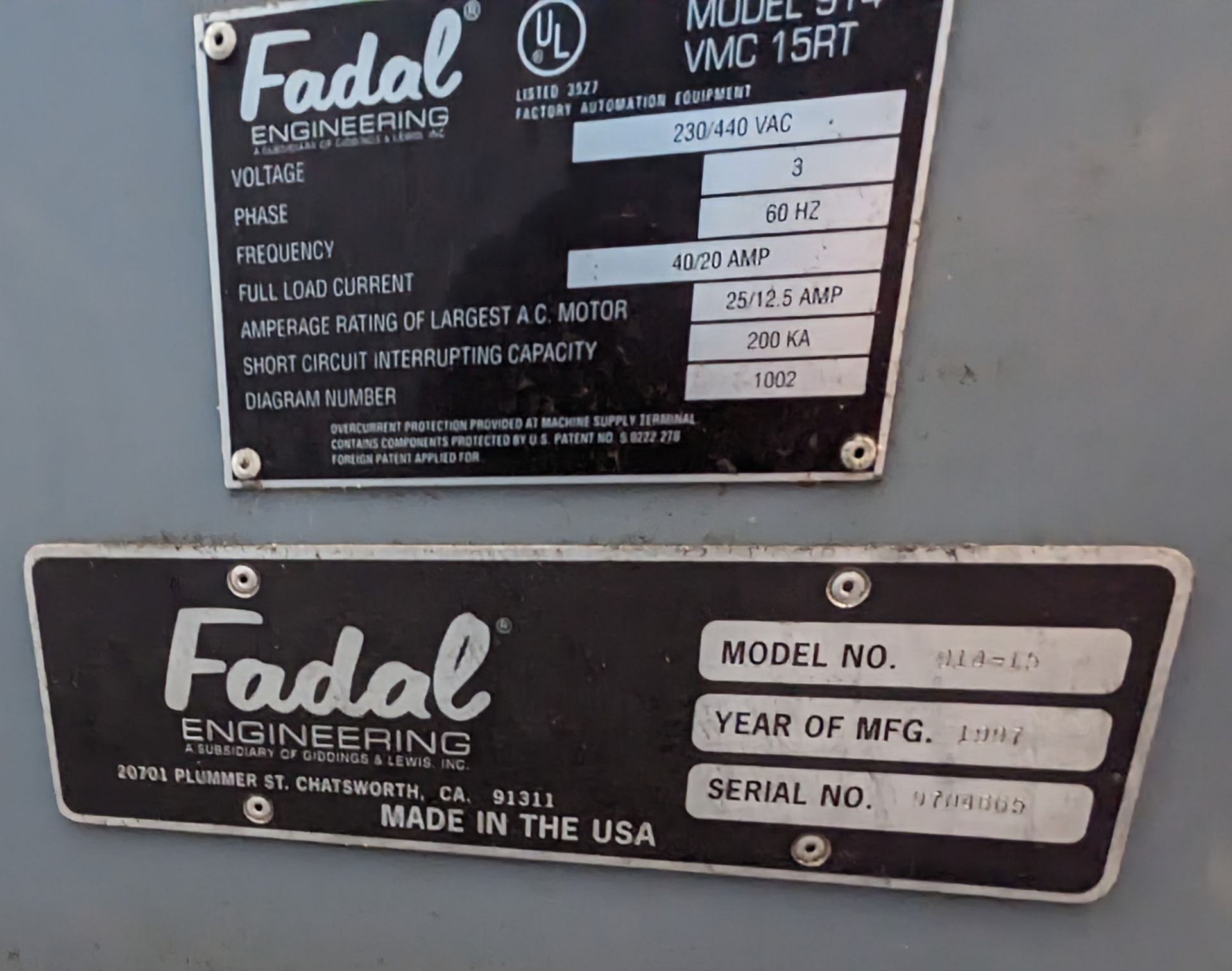 1997 FADAL VERTICAL MILL CNC MODEL # 414-15 (LOCATED IN MEBANE NC. REMOVAL BY APPT) - Image 3 of 4
