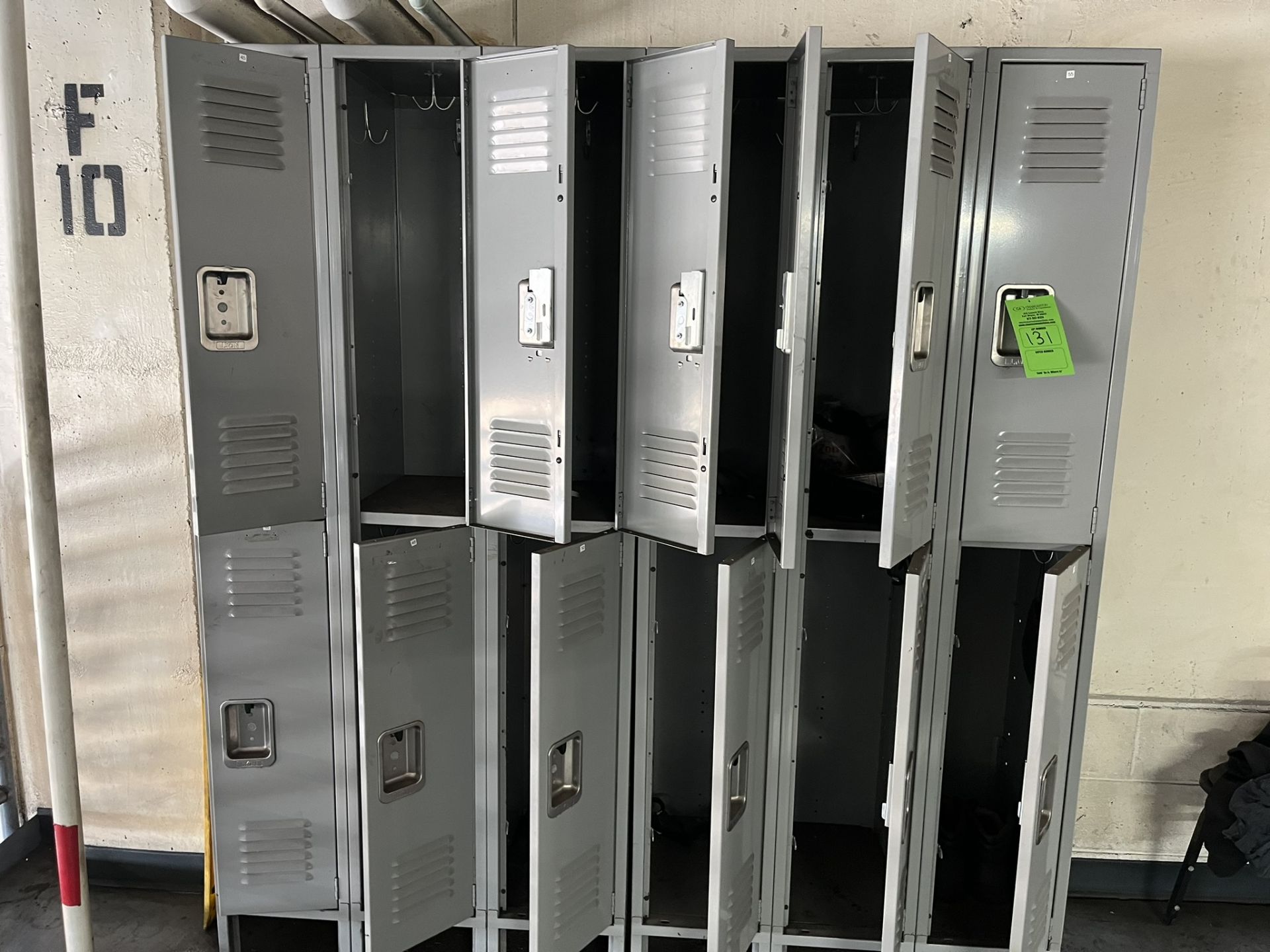 ROW OF LOCKERS; (6) STACKABLE CHAIRS