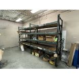 (2) SECTIONS PALLET RACKING WITH WOOD DECKING: (3) 104" UPRIGHTS; (16) 7' CROSSBEAMS