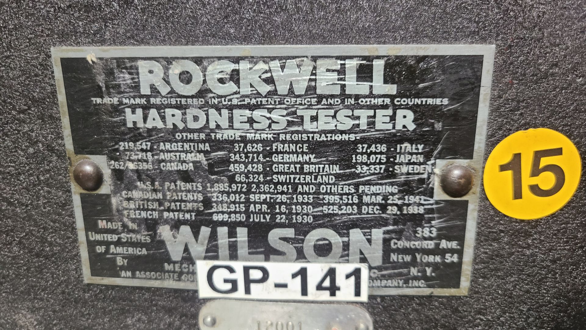 ROCKWELL HARDNESS TESTER MODEL # 3JR SERIAL # 3JR4765 (#180) - Image 2 of 5