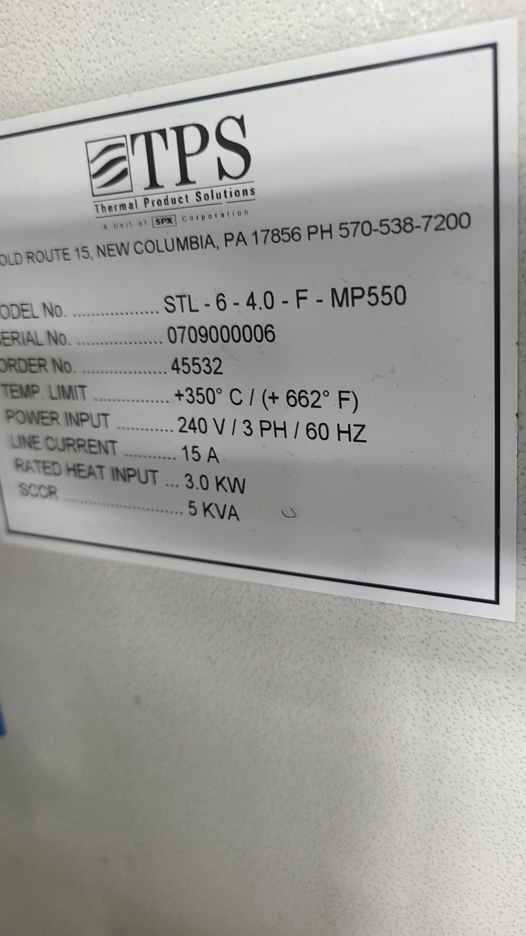 SPX BLUE M OVEN MODEL # STI-6-2.25-F-UP750 (#786) - Image 2 of 2