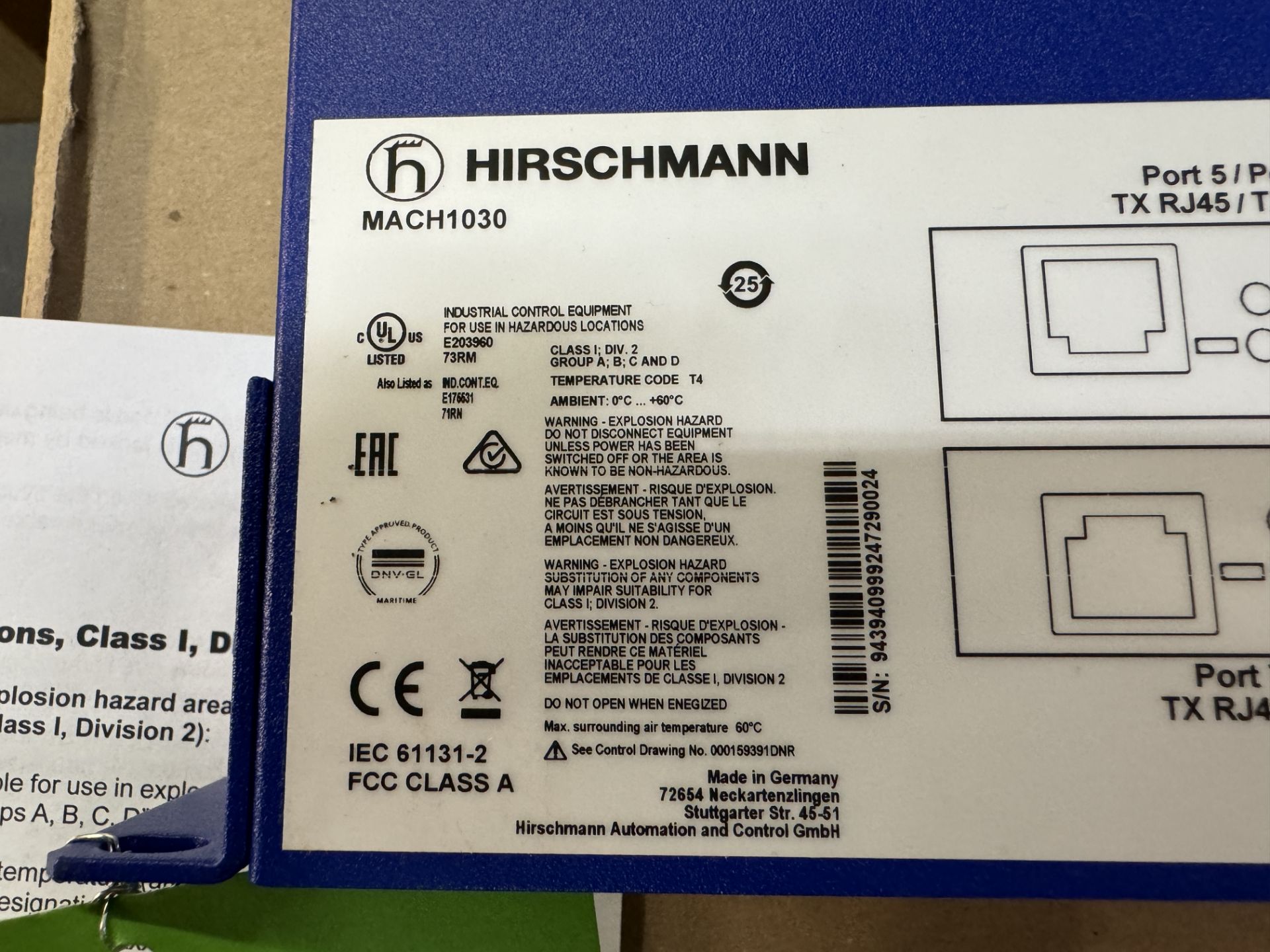 HIRSCHMANN MACH1030 RACK MOUNT ETHERNET SWITCH - Image 3 of 3