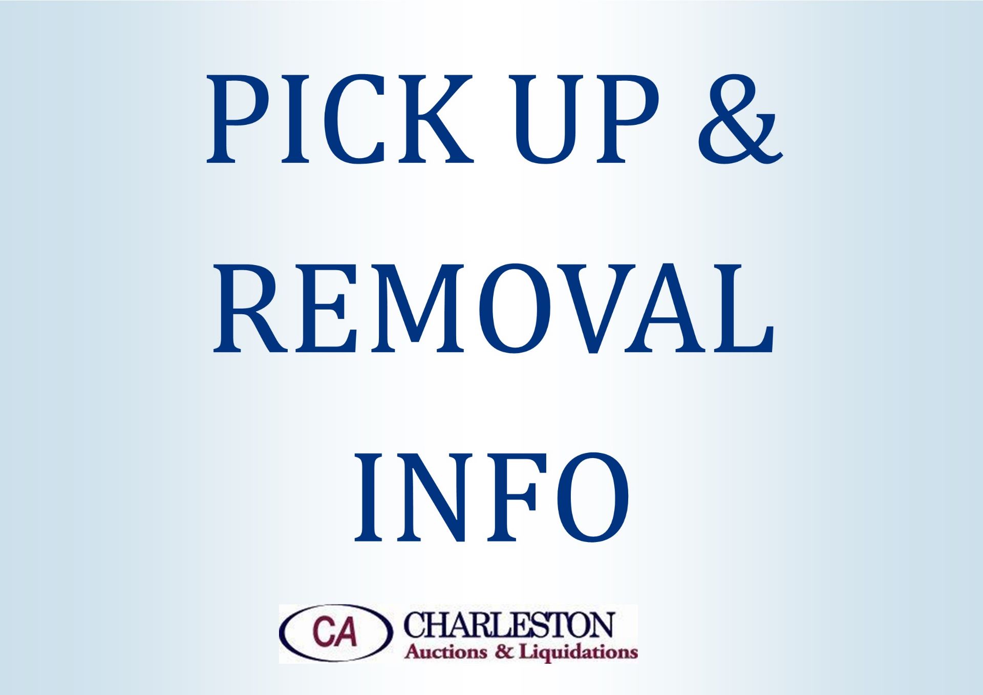 Removal is Monday, April 29th - Friday, May 3rd by appointment only. All items must be removed by