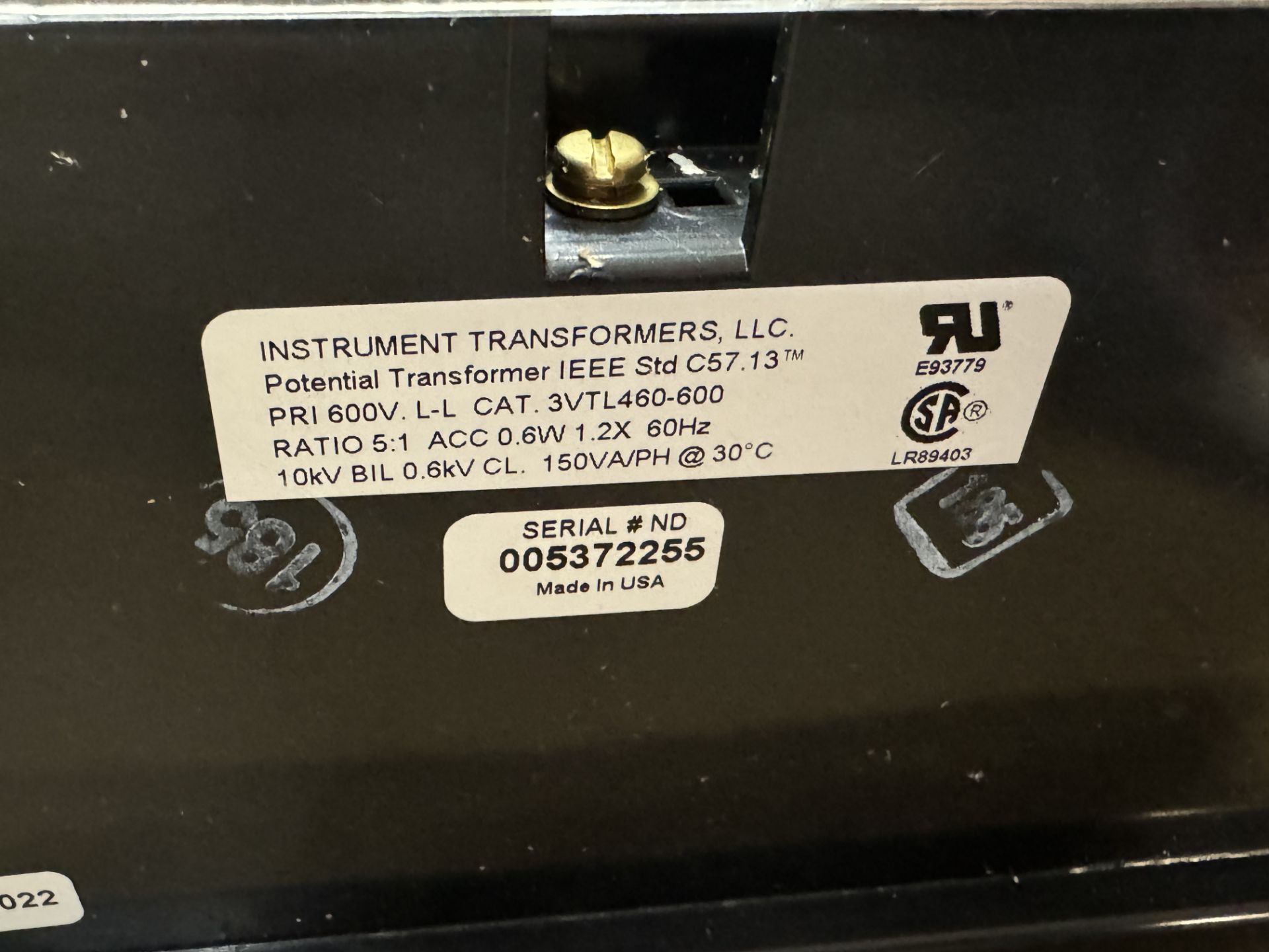 INSTRUMENT TRANSFORMERS 600 VOLTAGE TRANSFORMER CAT # 3VTL460-600 - Bild 2 aus 2