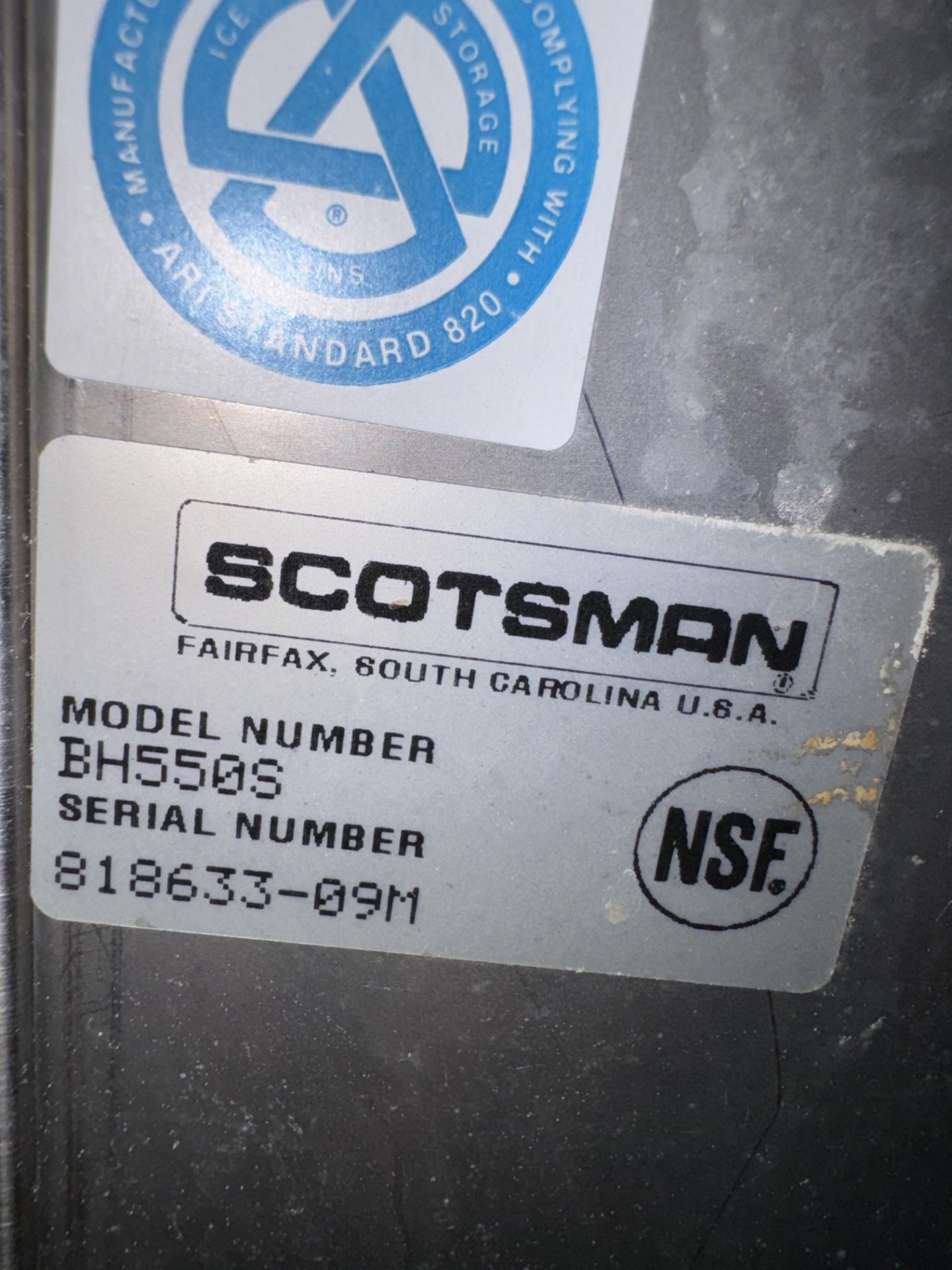 SCOTSMAN ICE MAKER MODEL # BH550S (ZONE 3) - Image 3 of 3