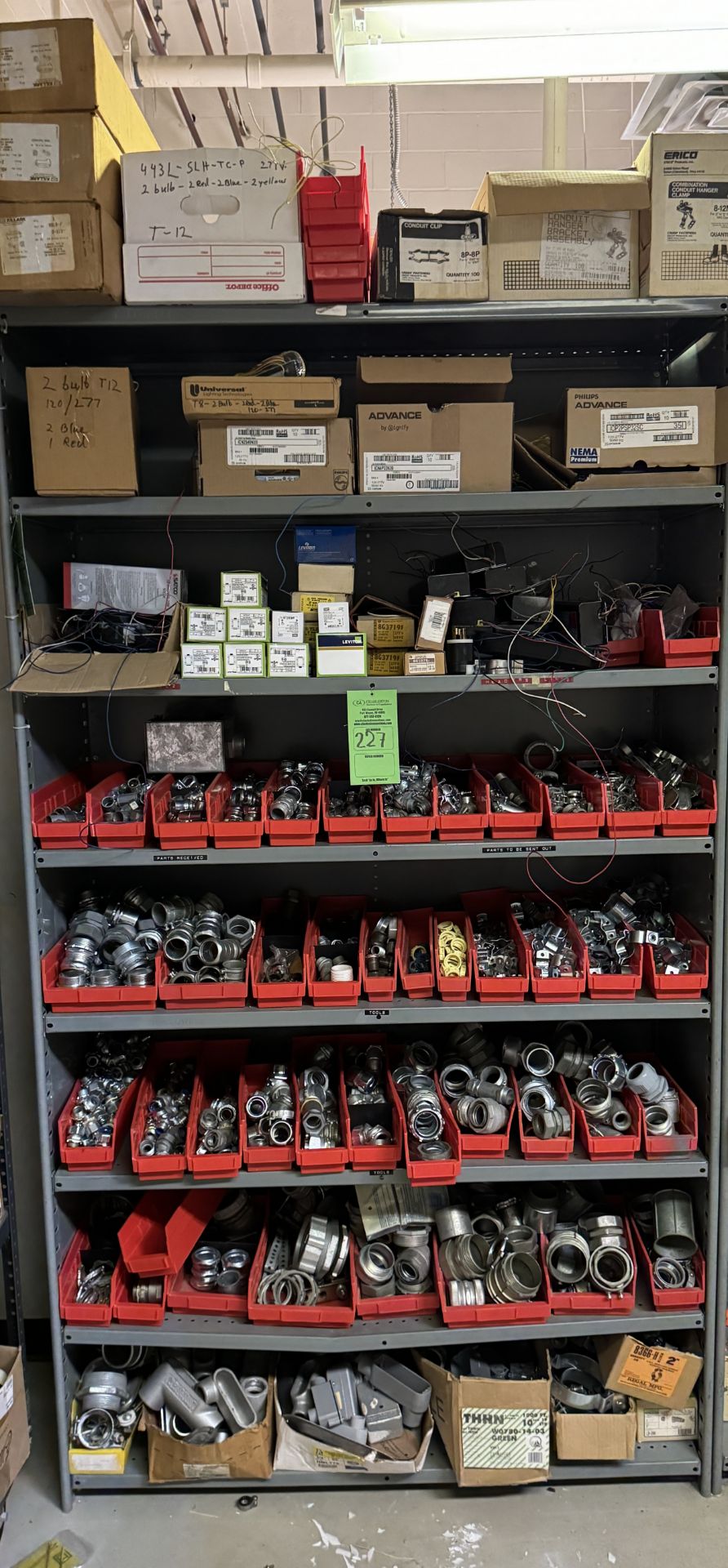 CONTENTS OF RACK: ASSORTED FITTINGS; LEVITON; OCCUPANCY SENSORS (ZONE 5)