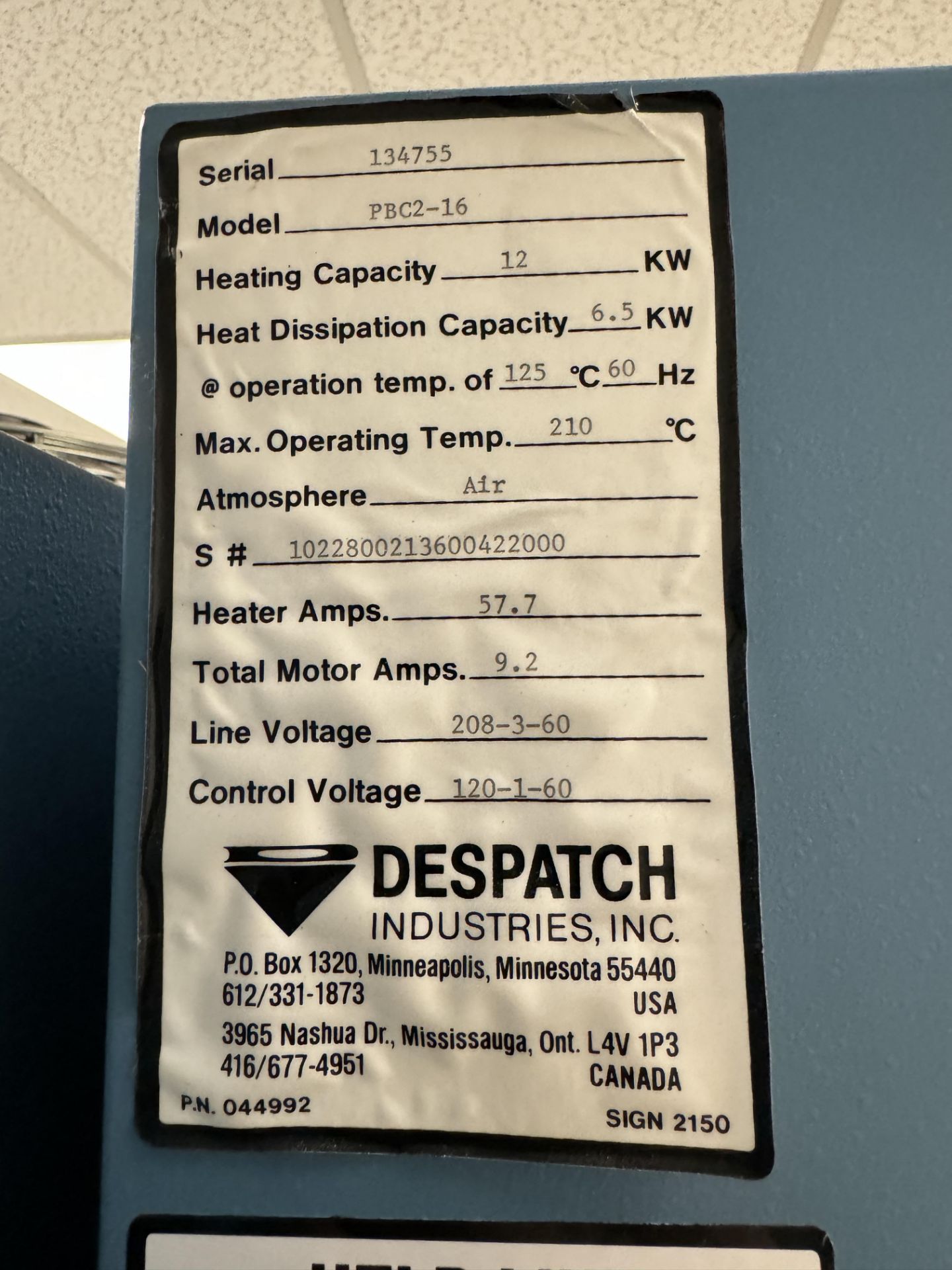 DISPATCH BURN-IN CABINET OVEN WITH EJ SYSTEMS TEST CONTROL INCLUDING ELECTRONIC MEASUREMENTS PCR - Image 2 of 7