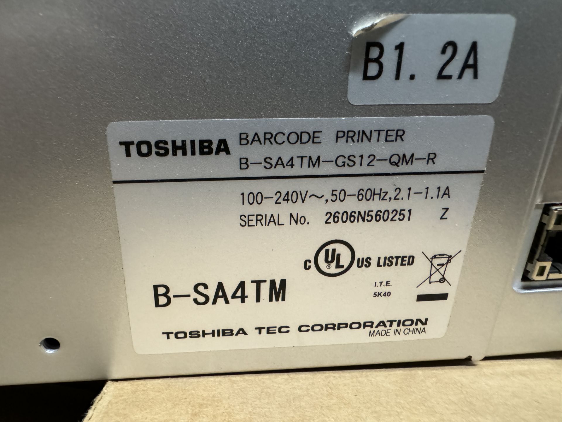 TOSHIBA B-SA4TM LABEL PRINTER - Image 2 of 2