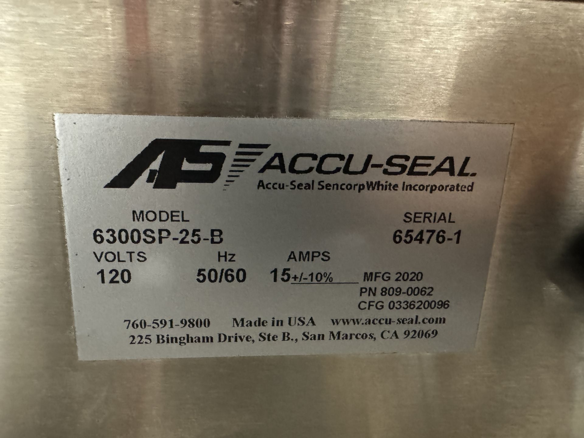 ACCU SEAL BAG SEALER MODEL # 6300SP-25-B - Image 2 of 3