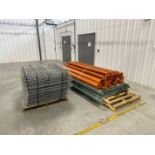 PALLET RACKING WITH WIRE DECK: (4) 10' UPRIGHTS; (36) 8' CROSSBEAMS