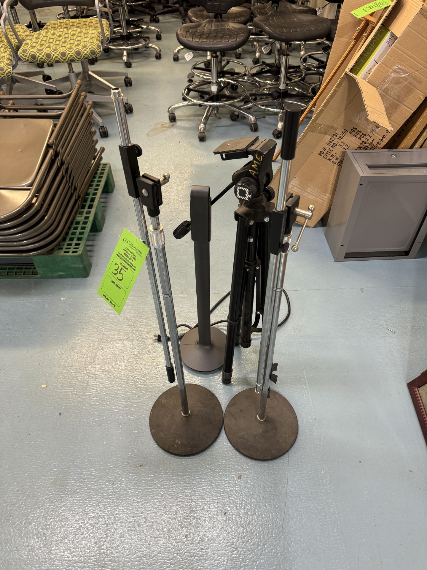 (2) MICROPHONE STANDS; TRIPOD; POWER STAND